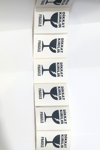 100 Adet Dikkat Kırılır Termal Sticker - Paketleme Ve Kargo Etiketi (5X4 CM) - 2