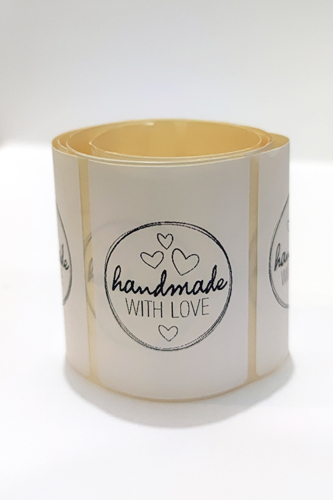 100 Adet Handmade With Love Termal Sticker - Paketleme Ve Kargo Etiketi (5X4 CM) - 0