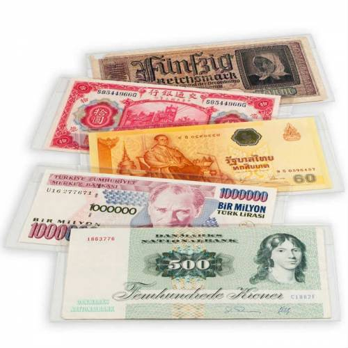 100 Adet Plastik Şeffaf Kağıt Para Koruyucu Zarf - Banknot Poşeti - 0