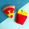 2 Parça Pizza Dilimi ve Patates Kızartması Organik Keçe Oyuncak Seti - %100 El Yapımı - Thumbnail (2)