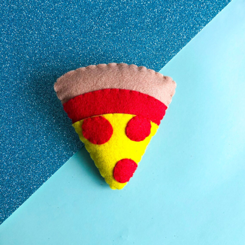 2 Parça Pizza Dilimi ve Patates Kızartması Organik Keçe Oyuncak Seti - %100 El Yapımı - 2