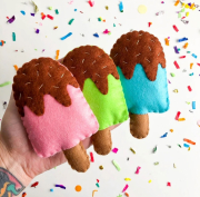 3 Adet Sevimli Rengarenk Çubuk Dondurma Keçe Oyuncak Seti