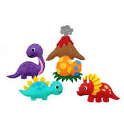5 Adet Sevimli Dinozorlar Keçe Oyun Seti - %100 El Yapımı