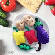 7 Parça Renkli Sebzeler Eğitici Keçe Oyuncak Seti - %100 Organik Felt Toys