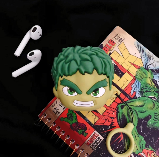 Apple Airpods 1/2 Marvel Hulk Taşıyıcı Halkalı Kılıf - 5