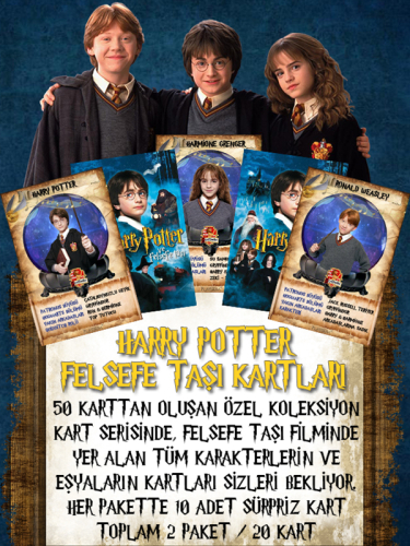 Harry Potter ve Felsefe Taşı 2 Paket Toplam 20 Adet Sürpriz Kart - 50 Kartlık Koleksiyon Kart Serisi - 1