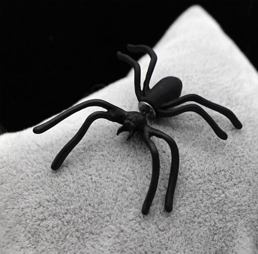 Kadın Siyah Renk Gotik Tarz Tek Kulak İçin Örümcek Küpe - 3